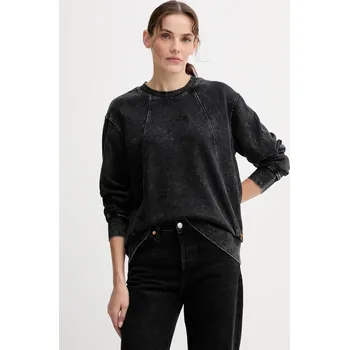 Dámská mikina Bavlněná mikina G-Star Washed a line script dámská, černá barva, hladká, D27173-D969 D27173.D969 99X, vel. XS