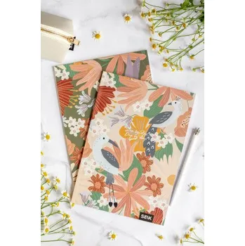 Zápisník Linkovaný a čtverečkovaný zápisník – Jungle & Birdies (2ks)