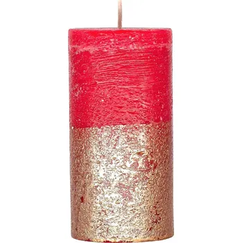 Svíčka ARÔME Rustikální svíčka 5x10cm Metalická barva Červená/Zlatá