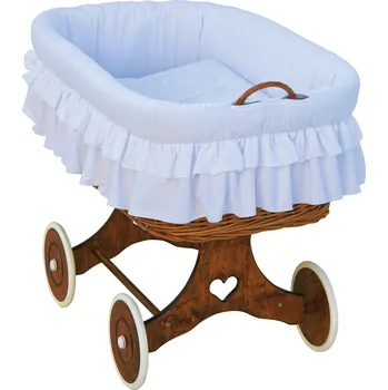 Kolébka pro miminko Proutěný košík pro miminko Scarlett Martin - bílá, podvozek srdíčko