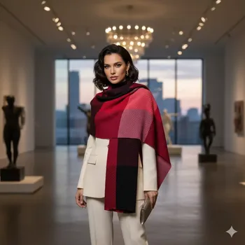 Rukavice Luxusní dámská zimní žebrovaná šála - červená (Dámská šála )