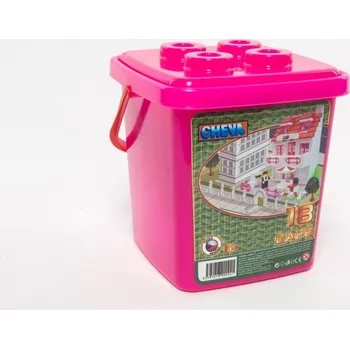 Stavebnice Cheva Chemoplast Stavebnice Cheva 18 Cukrárna plast 215ks v kbelíku 17x22x17cm