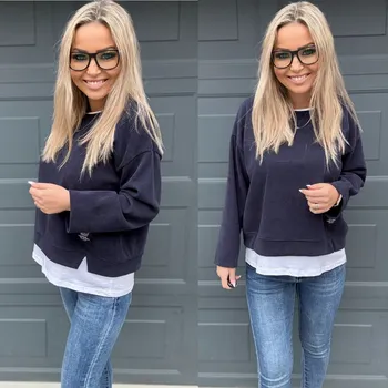 Pánská mikina Mikina CHILL s falešným lemem Barva: Tmavě modrá