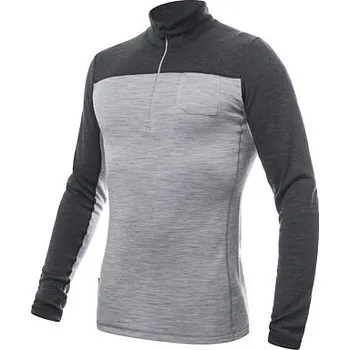 SENSOR MERINO BOLD pánské triko dl.rukáv zip cool gray/anthracite Velikost: XL