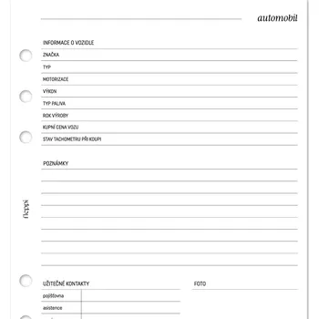 Kancelářské potřeby Fleppi Náplň do diáře - Péče o auto Vyberte velikost náplně: Pocket