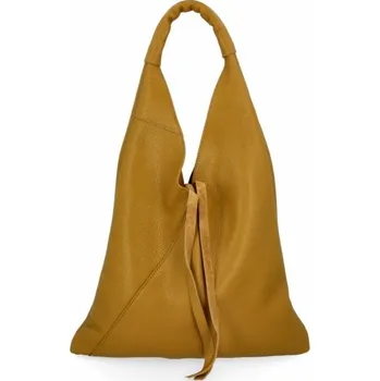 Kabelka Italská kožená taška Shopper Bag s malou kosmetickou taštičkou 5820S hořčicová