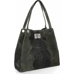 Kožená taška Shopper Bag XL s kosmetickou taštičkou, vzor aligátor, zelená