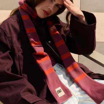 Šála THE STICKY SIS CLUB Pruhovaná šála - fig + chili