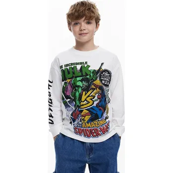 Chlapecké tričko Dětské bavlněné tričko s dlouhým rukávem Desigual 25WBTK02 bílá 00X, vel. 128