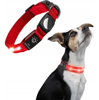 Obojek pro psa Vodotěsný LED obojek s pouzdrem pro AirTag lokátor LIVI Červený L