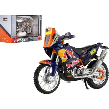 malá motorka Motorka Bburago KTM 450 Rally (Dakar Rally) kov/plast 12cm v krabičce 17x11x7cm
