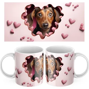 Keramický Hrníček Jezevčík - Červená