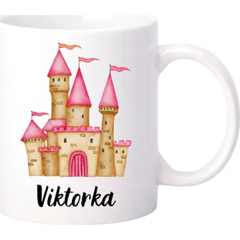 Keramický hrníček Hrad pro princezny - Červená