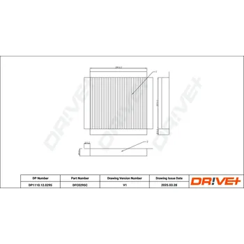 Kabinový filtr Kabinový (pylový) filtr DRIVE+ DP1110.12.0295