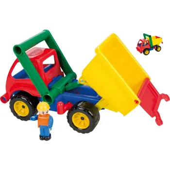 Dřevěná hračka Lena Auto sklápěč s figurkou aktivní plast 27cm 24m+