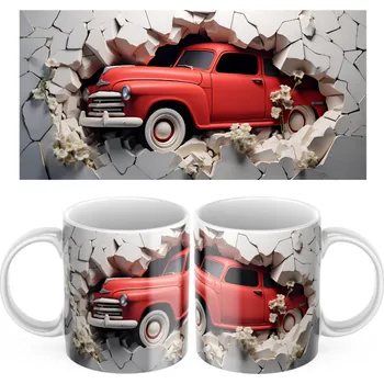 Keramický Hrníček Retro Auto - Červená