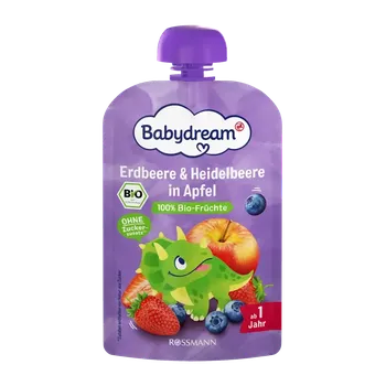 Dětská výživa Babydream BIO ovocný příkrm jablko, jahoda, borůvka 100 g