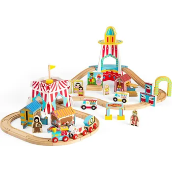 Vláček a vláčkodráha Vláčkodráha Bigjigs Rail dřevěná zábavná pouť 54 dílů 2.70000 Kg ELEKTRO Sklad1 6954006 (2.70000 Kg ELEKTRO Sklad1 6954006)