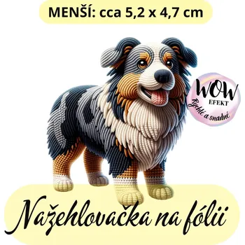 Nažehlovačky na fólii Nažehlovačka na fólii, HÁČKOVANÝ - PES SALAŠNICKÝ, 1 kus Zvolte VELIKOST motivu ZDE:: Menší