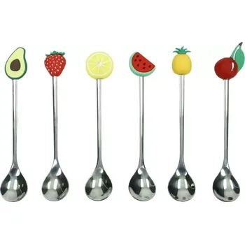 Příbor Sada 6 dlouhých lžiček na dezerty, kávu Fruits BRANDANI (barva - nerezová ocel)