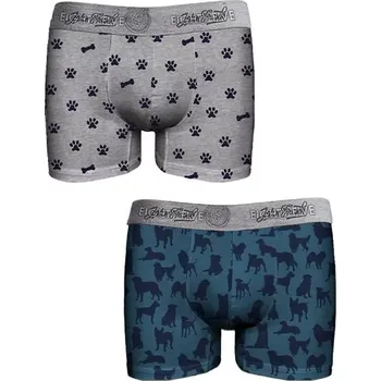 Boxerky Pánské pohodlné boxerky John Frank JF2BEF34 2 Pack jeans-šedá velikost XL-54/56