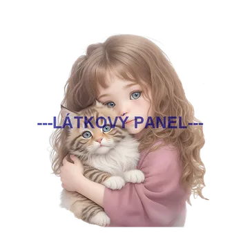 Látkový panel - Holčička s kočičkou - DZ-25 Velikost: 15x15cm, Materiál: Mikroplyš