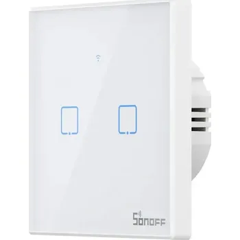 LED páska Sonoff T2EU2C-TX - dvoukanálový dotykový Wi-Fi + RF 433MHz vypínač, bílý T2EU2C-TX