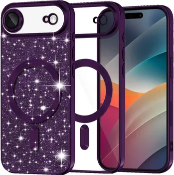 Pouzdro na mobilní telefon Techsuit Luxury Glitter MagSafe pro iPhone 17 Air v tmavě fialové