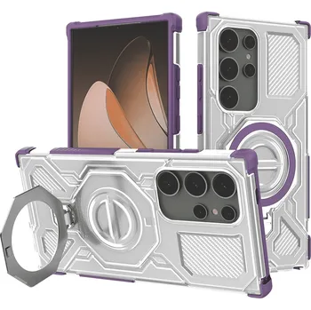 Pouzdro na mobilní telefon Techsuit Carbon Shield PRO pro Samsung Galaxy S24 Ultra fialová průhledná