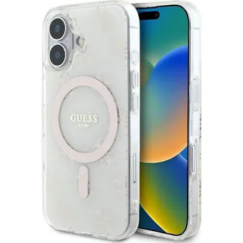 Pouzdro na mobilní telefon Guess IML 4G Background MagSafe GUHMP16MH4DTEH iPhone 16 Plus bílá