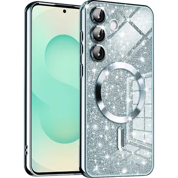 Pouzdro na mobilní telefon Techsuit Luxury Glitter MagSafe pro Samsung Galaxy S25 Plus světle modrá