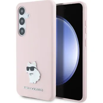 Pouzdro na mobilní telefon Karl Lagerfeld silikonový obal Samsung Galaxy S24 Plus růžový Choupette Metal Pin