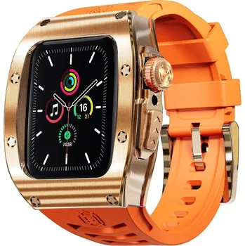 ShellBox Vodotěsné IP68 + Řemínek Apple Watch 4/5/6/SE (44mm) Růžově zlatá