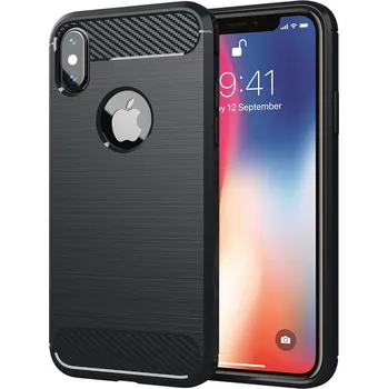 Pouzdro na mobilní telefon Techsuit Carbon Silicone pro iPhone X iPhone XS černý