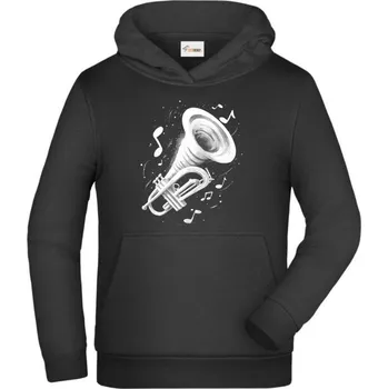 Pánské tričko Fanfára osudu, trumpeta, bílý tisk - Dětská mikina s kapucí - 140 cm