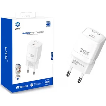 Lito Wall Charger LC11 Type-C výstup PD30W GaN ochrana EU zástrčka bílá