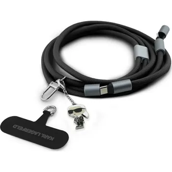 Karl Lagerfeld Data Cable Ikonik Charm Type-C na Type-C Universal černá