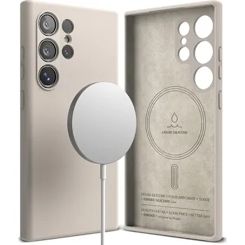 Pouzdro na mobilní telefon Ringke silikonové magnetické MagSafe pouzdro pro Samsung Galaxy S24 Ultra kamenné