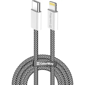 ColorWay Datový kabel Type-C na Apple Lightning PD 27W 3A 480Mbps Nylon 1m černý
