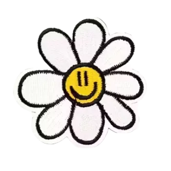 Nášivka Nažehlovací nášivka - sedmikráska s obličejem (5,9 x 5,9 cm)