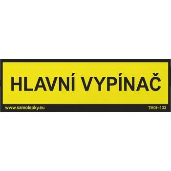 Hlavní vypínač Samolepka 210 x 80 mm tl. 0.1 mm - Kód: 10454