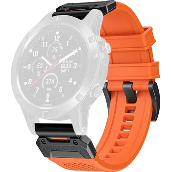Řemínek na hodinky Techsuit Watchband QuickFit 22mm pro Garmin Fenix Forerunner Approach oranžová černá