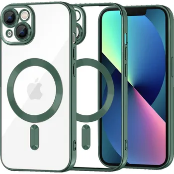 Pouzdro na mobilní telefon Techsuit Luxusní Křišťálový MagSafe iPhone 13 Tmavě zelený