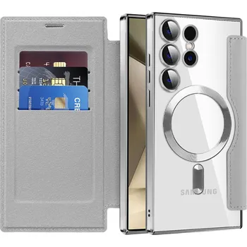 Pouzdro na mobilní telefon Pouzdro na knihu Techsuit SmartMag pro Samsung Galaxy S24 Ultra šedé