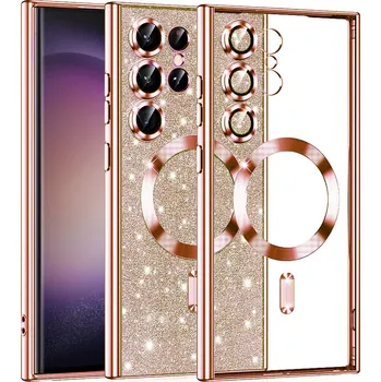 Pouzdro na mobilní telefon Techsuit Třpytivý MagSafe Samsung Galaxy S23 Ultra Růžové zlato