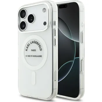 Pouzdro na mobilní telefon Karl Lagerfeld IML Karl RSG Logo MagSafe iPhone 17 Pro průhledný
