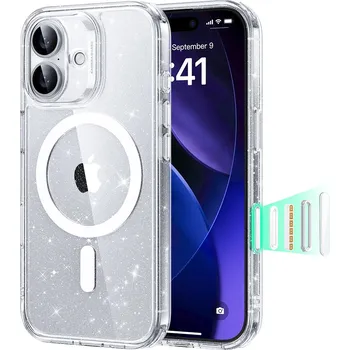 Pouzdro na mobilní telefon ESR Classic Hybrid HaloLock pro iPhone 17 v čiré třpytivé barvě