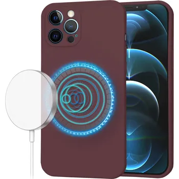 Pouzdro na mobilní telefon Techsuit SoftFlex MagSafe pro iPhone 12 Pro Max švestkově červená