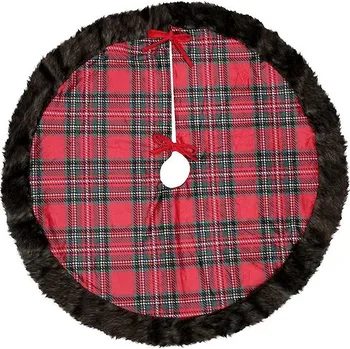 Vánoční dekorace STOF Vánoční koberec KLAUS s kožešinovým zakončením v skotské kostce 90 cm