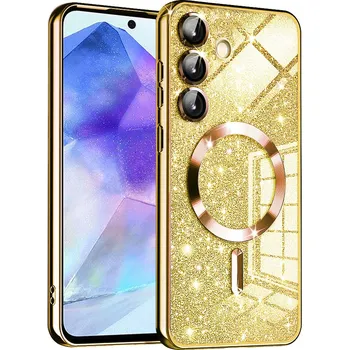 Pouzdro na mobilní telefon Techsuit Luxury Glitter MagSafe pro Samsung Galaxy A55 5G zlatý
